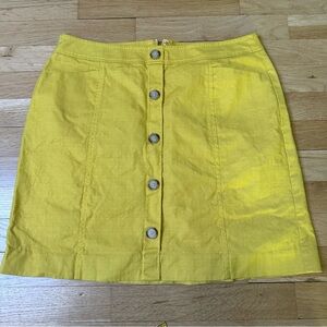 LOFT Yellow Button-Front Pencil Skirt